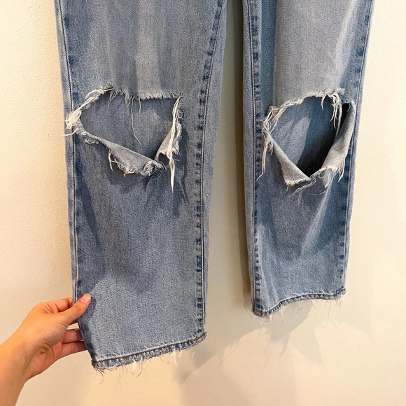 Nobody Denim Lou Jean Crop Straight Leg Light Wash Cropped Distressed Jeans 24 - Picture 4 of 9